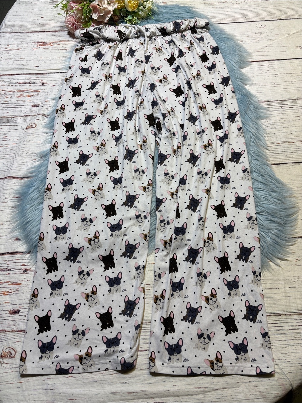 Doggie Drawings Frenchie Pajama Pants sz L